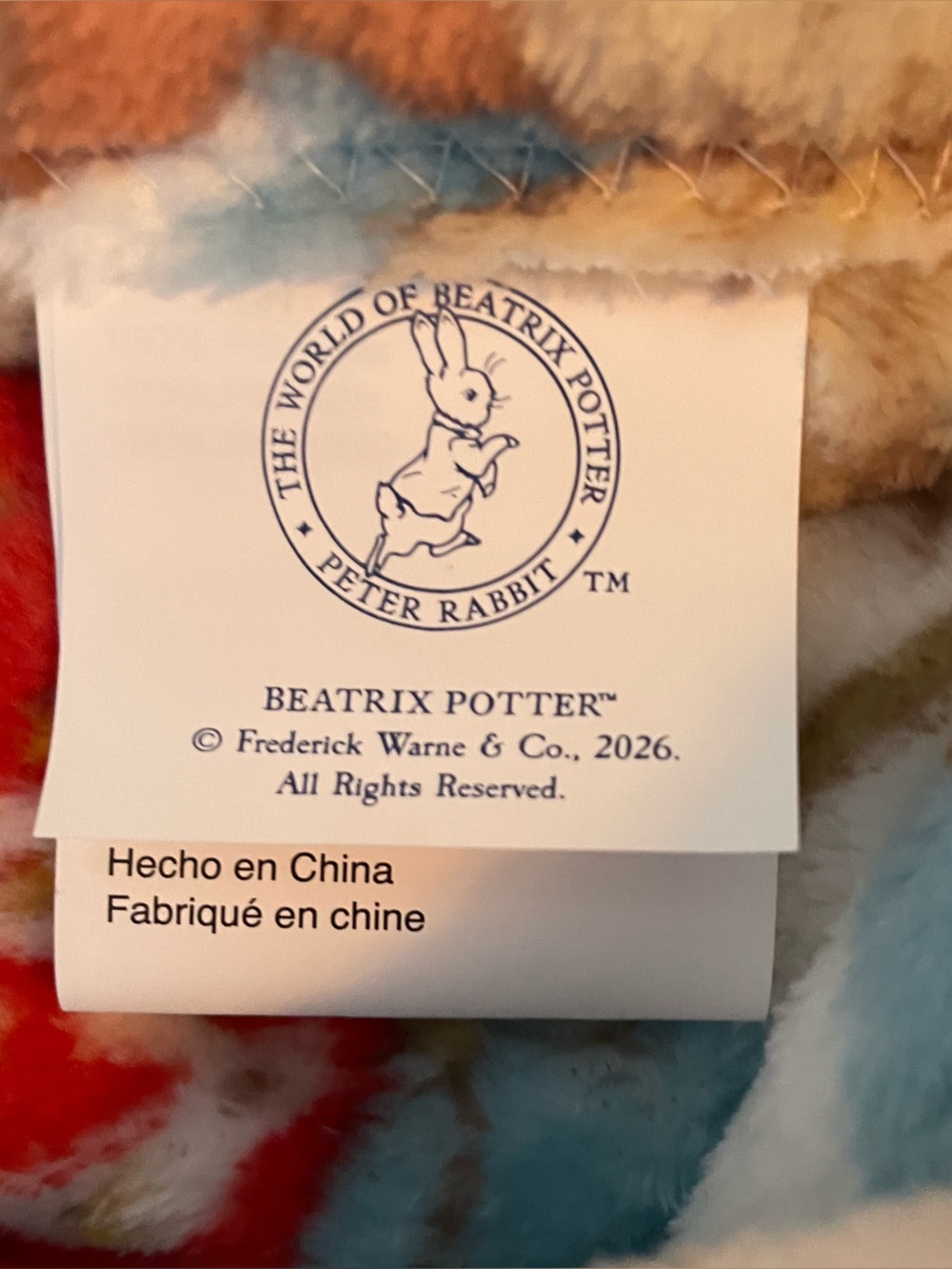 Peter Rabbit Beatrix Potter Strawberry Soft Plush Throw Blanket 50x70 Blue White - Picture 7 of 13